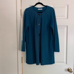 Cutloose boiled wool duster in teal size M/L